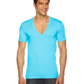 Unisex Sheer Jersey Short-Sleeve Deep V-Neck